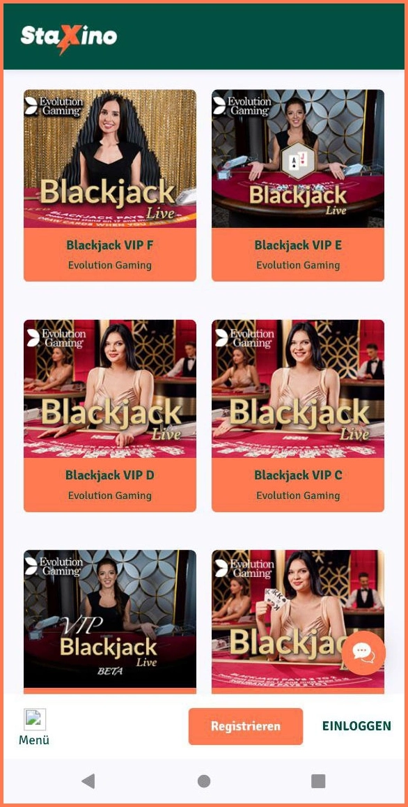 Spannende Blackjack Tischspiele bei Staxino Casino