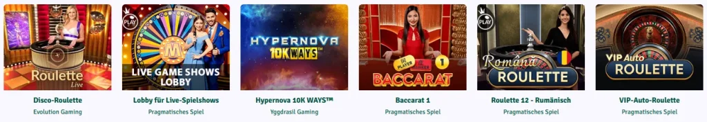 Staxino Casino Live Casino mit Roulette, Baccarat und Live Spielshows