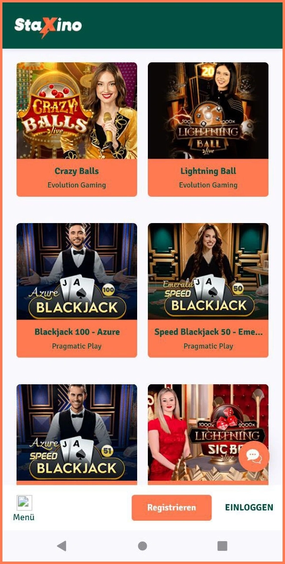 Top Live Casino Spiele bei Staxino Casino entdecken